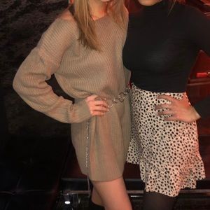 Slouchy Tan Sweater Dress